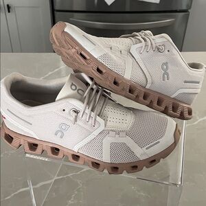 On Running Cloudnova Sneakers in Light Beige with Rose-Tinted Soles